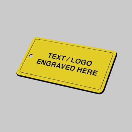50x100mm Key fob rectangle - Black text on yellow