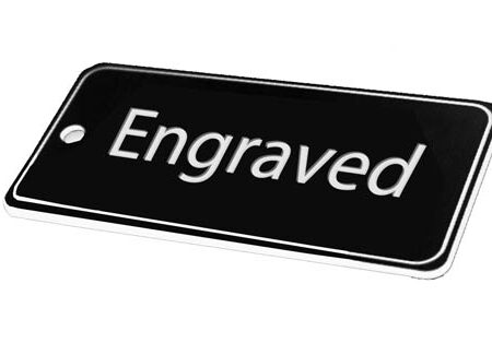78x150mm Key fob rectangle - White text on black