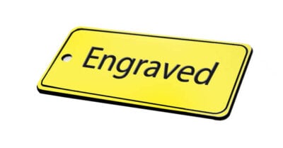 78x150mm Key fob rectangle - Black text on yellow