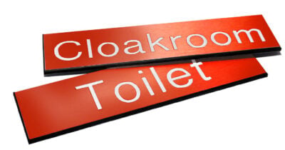 Engraved Sign with adhesive backing - 100x75mm White text on red