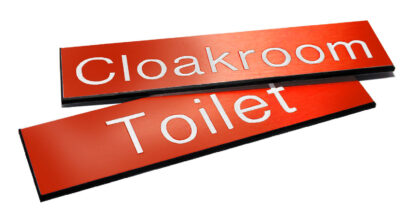 Engraved Sign with adhesive backing - 300x100mm White text on red