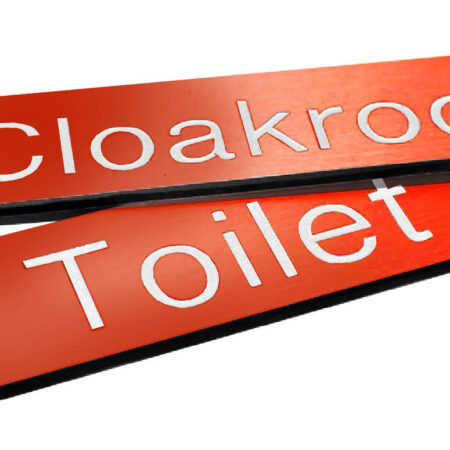 Engraved Sign with adhesive backing - 300x100mm White text on red