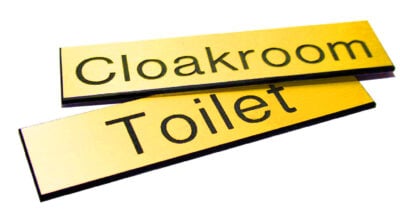 Engraved Sign with adhesive backing - 300x100mm Black text on yellow