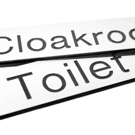 Engraved Sign with adhesive backing - 140x35mm Black text on white