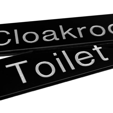 Engraved Sign with adhesive backing - 140x35mm White text on black