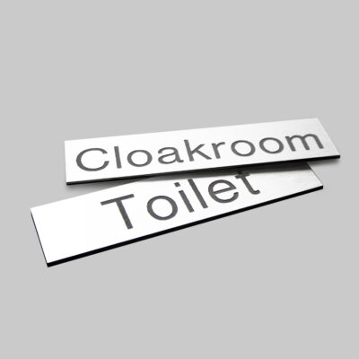 Engraved Sign with adhesive backing - 35x70mm Black text on white