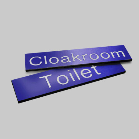 Engraved Sign with adhesive backing - 35x70mm White text on blue