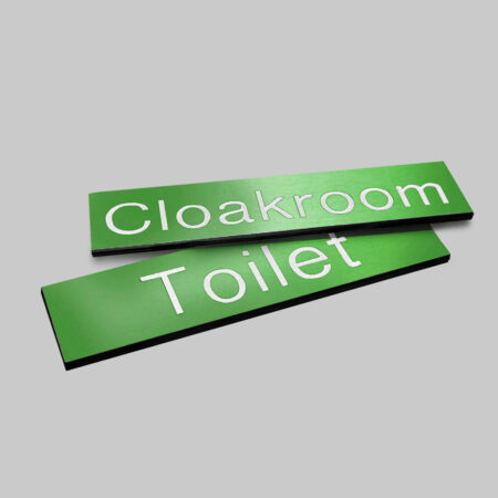 Engraved Sign with adhesive backing - 35x70mm White text on green