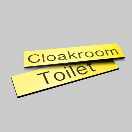 Engraved Sign with adhesive backing - 35x70mm Black text on yellow