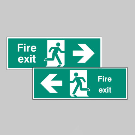 Fire exit double sided with arrow 1200x400mm 5mm rigid plastic