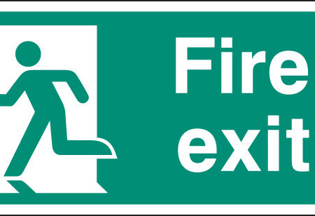 Fire exit left BS single sided 800x400mm 5mm rigid