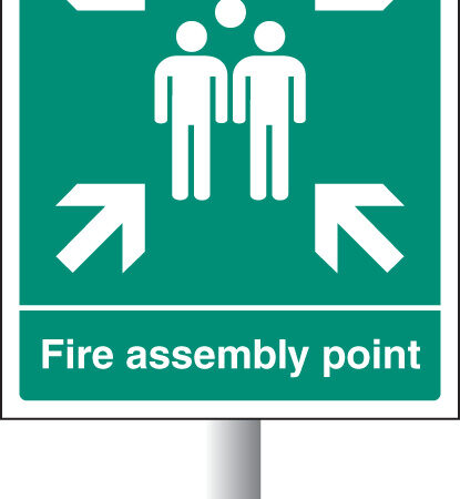 Fire assembly point aluminium c/w channel 450x600mm