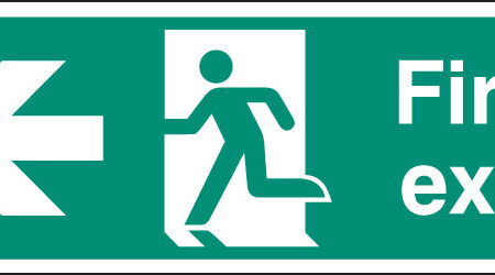 Fire exit left single sided 1200x400mm 5mm rigid