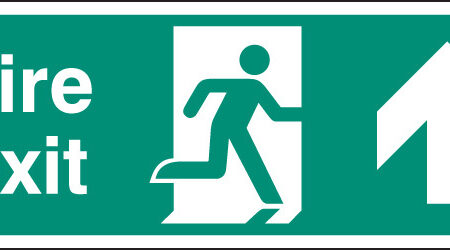 Fire exit up single sided 1200x400mm 5mm rigid