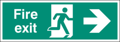 Fire exit right single sided 1200x400mm 5mm rigid