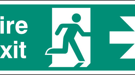 Fire exit right single sided 1200x400mm 5mm rigid