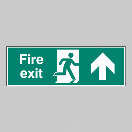 Fire exit double sided with arrow up 1200x400mm 5mm rigid plastic