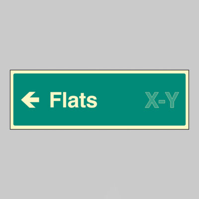 Flats X-Y arrow left (Specify the number range: eg 1-20) 450x150mm photoluminescent rigid