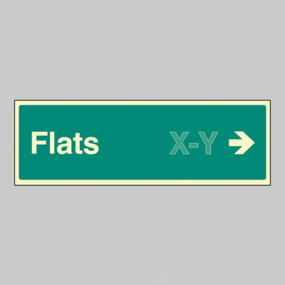 Flats X-Y arrow right (Specify the number range: eg 1-20) 450x150mm photoluminescent rigid