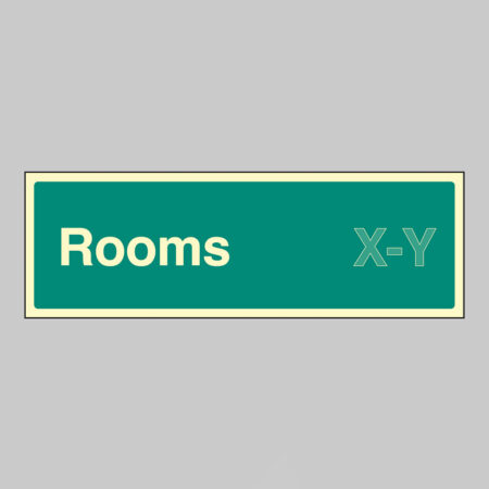 Rooms X-Y (Specify the number range: eg 1-20) 450x150mm photoluminescent rigid