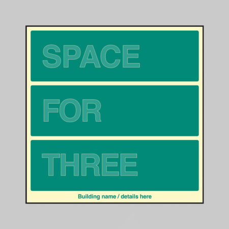 Custom Multi-Message Wayfinding Sign: Three messages 450x450mm photoluminescent rigid