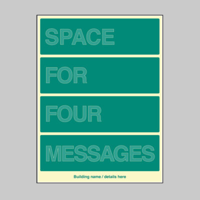 Custom Multi-Message Wayfinding Sign: Four messages 450x600mm photoluminescent rigid