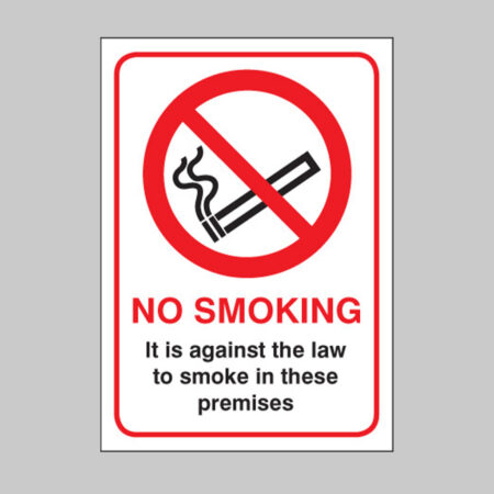 No Smoking it is against the law to smoke in these premises A4 rigid plastic