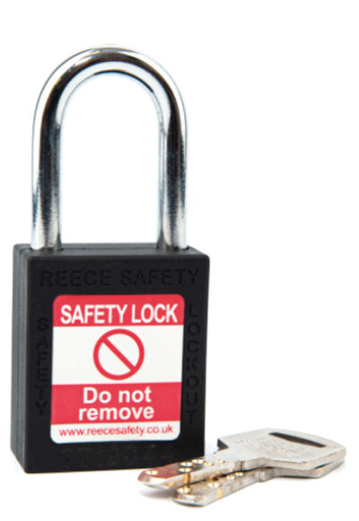 Safety Lockout Padlock, Keyed Different, Black
