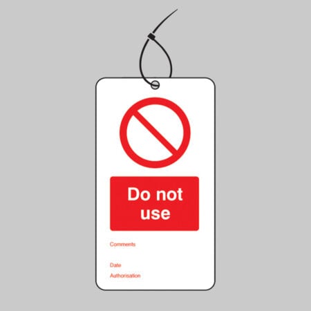 Do not use double sided safety tags 80x150mm c/w cable ties (pack of 10)
