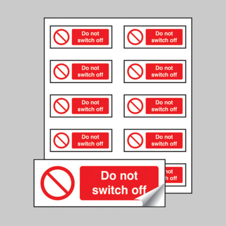 Do not switch off sheet of 10 self adhesive labels 40x18mm