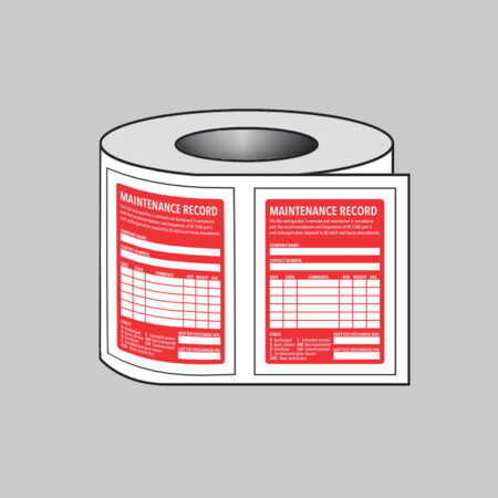 Fire Extinguisher Maintenance Label 100x75mm Roll of 100