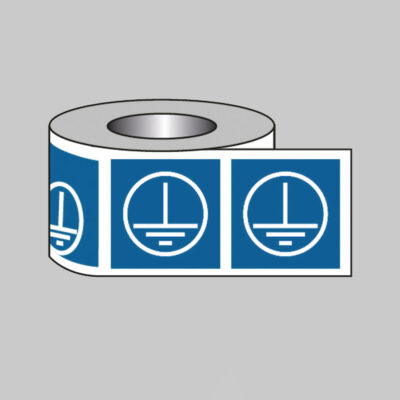 Earth label roll of 100 12.5x12.5mm (Blue)