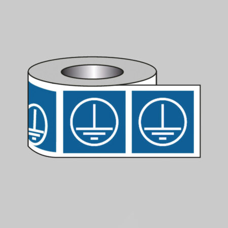 Earth label roll of 100 12.5x12.5mm (Blue)