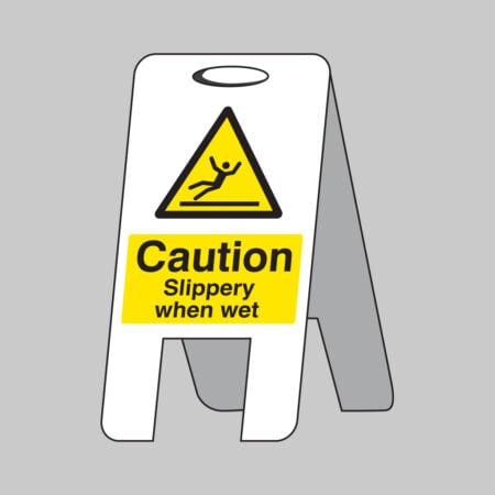 Caution Slippery when wet (self standing folding sign)