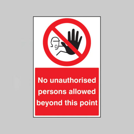No unauthorised persons allowed beyond this point floor graphic 400x600mm (external grade)