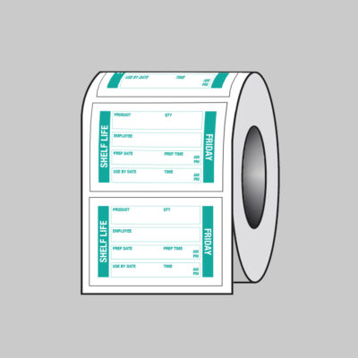Food Shelf Life labels (Friday) 75x50mm Roll of 100 (Removable matt polypropylene)