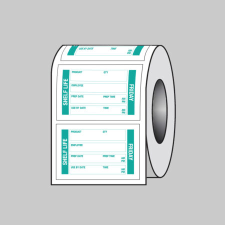 Food Shelf Life labels (Friday) 75x50mm Roll of 100 (Removable matt polypropylene)