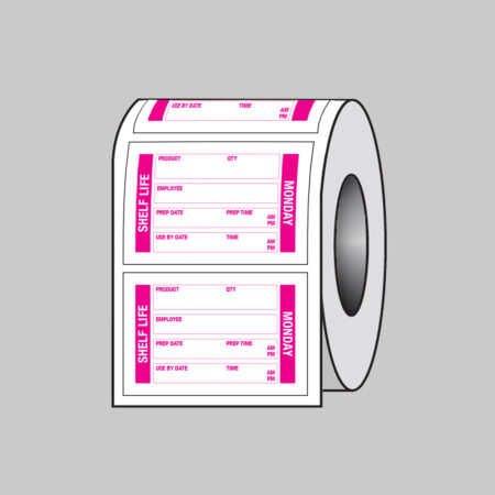 Food Shelf Life labels (Monday) 75x50mm Roll of 100 (Removable matt polypropylene)