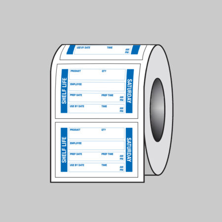 Food Shelf Life labels (Saturday) 75x50mm Roll of 100 (Removable matt polypropylene)