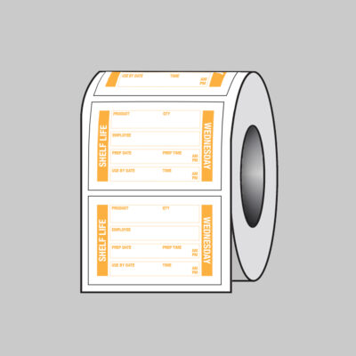 Food Shelf Life labels (Wednesday) 75x50mm Roll of 100 (Removable matt polypropylene)