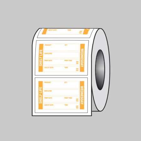 Food Shelf Life labels (Wednesday) 75x50mm Roll of 100 (Removable matt polypropylene)