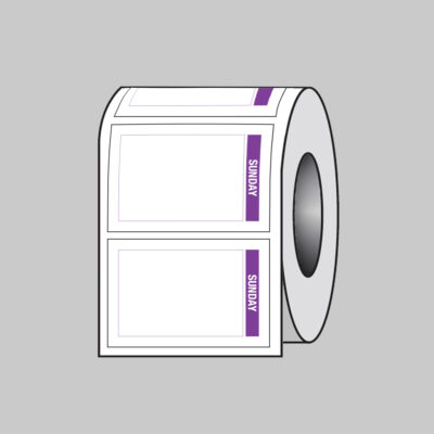 Day of the Week labels (Sunday) 75x50mm Roll of 100 (Removable matt polypropylene)