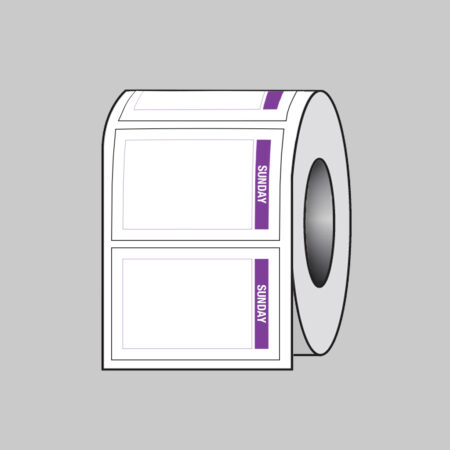 Day of the Week labels (Sunday) 75x50mm Roll of 100 (Removable matt polypropylene)