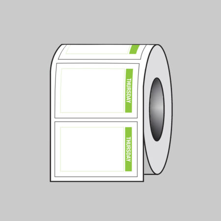 Day of the Week labels (Thursday) 75x50mm Roll of 100 (Removable matt polypropylene)