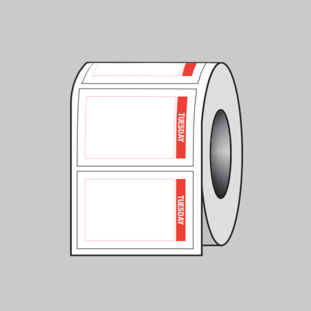 Day of the Week labels (Tuesday) 75x50mm Roll of 100 (Removable matt polypropylene)