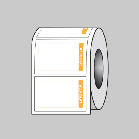 Day of the Week labels (Wednesday) 75x50mm Roll of 100 (Removable matt polypropylene)