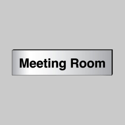 Meeting Room 140x35mm engraved aluminium effect pvc c/w sav backing