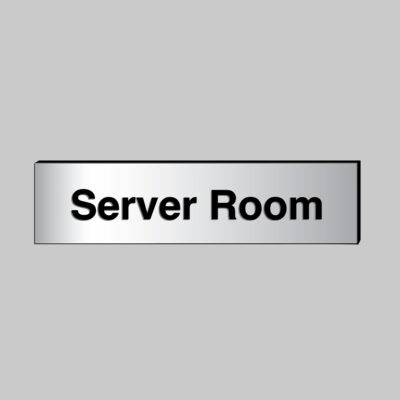 Server Room 140x35mm engraved aluminium effect pvc c/w sav backing