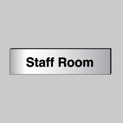 Staff Room 140x35mm engraved aluminium effect pvc c/w sav backing