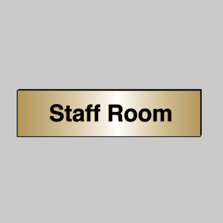 Staff Room 140x35mm engraved brass effect pvc c/w sav backing